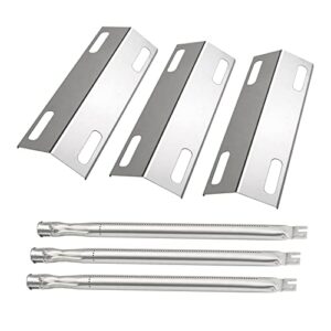 plowo stainless steel grill replacement parts for 3 burner ducane affinity 3000 series, 3100 3200 3400, 4100, 4200, 4400, 31421001, 18″ burner tubes and 15 3/8″ x 6″ grill heat plates bbq repair kit