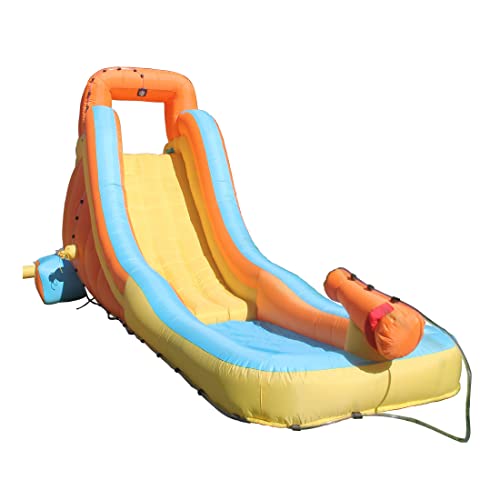 Sportspower My First Inflatable Water Slide - Heavy-Duty Outdoor Slide with Water Cannon and Splash Pool - Air Blower Included, 186" L x 80.4" W x 84" H