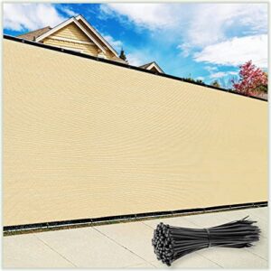 colourtree 5′ x 50′ beige fence privacy screen windscreen cover fabric shade tarp netting mesh cloth – commercial grade 170 gsm – cable zip ties included – we make custom size