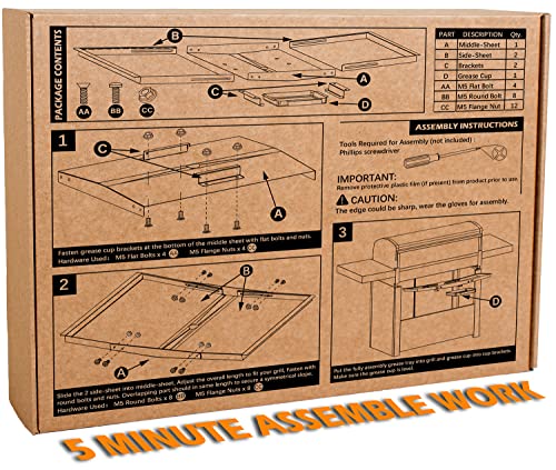 Vencino Stainless Steel Grill Grease Tray with Catch Pan - Universal Drip Pan for 4/5 Burner Gas Grill Models from Dyna Glo, Nexgrill, Expert Grill, BHG and More (24"-30")