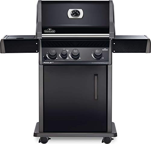 Napoleon Rogue XT 425 BBQ Grill, Black, Propane Gas - RXT425SIBPK-1 With Three Burners, Infrared Sear Station Side Burner, Barbecue Gas Cart, Folding Side shelves, Instant Failsafe Ignition