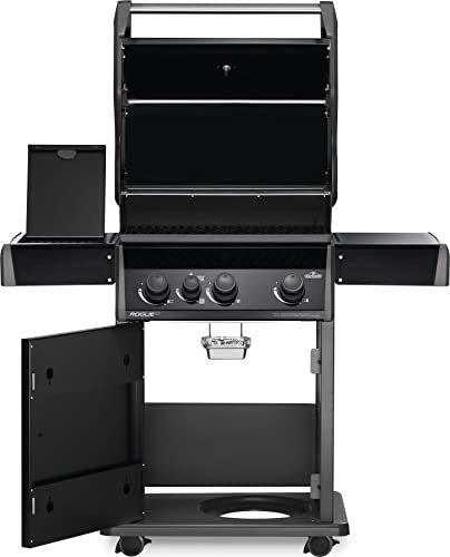 Napoleon Rogue XT 425 BBQ Grill, Black, Propane Gas - RXT425SIBPK-1 With Three Burners, Infrared Sear Station Side Burner, Barbecue Gas Cart, Folding Side shelves, Instant Failsafe Ignition