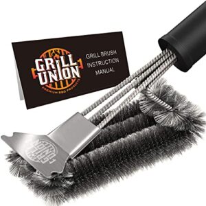 bbq grill brush&scraper for outdoor grill 18″ stainless steel grill cleaning brush grill grate cleaner safe grill accessories for weber gas, charcoal, smoker, cast iron,infrared-gifts for men