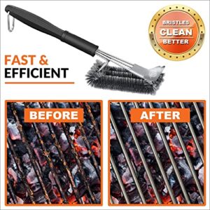 BBQ Grill Brush&Scraper for Outdoor Grill 18" Stainless Steel Grill Cleaning Brush Grill Grate Cleaner Safe Grill Accessories for Weber Gas, Charcoal, Smoker, Cast Iron,Infrared-Gifts for Men