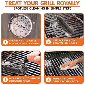 BBQ Grill Brush&Scraper for Outdoor Grill 18" Stainless Steel Grill Cleaning Brush Grill Grate Cleaner Safe Grill Accessories for Weber Gas, Charcoal, Smoker, Cast Iron,Infrared-Gifts for Men