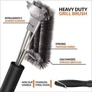 BBQ Grill Brush&Scraper for Outdoor Grill 18" Stainless Steel Grill Cleaning Brush Grill Grate Cleaner Safe Grill Accessories for Weber Gas, Charcoal, Smoker, Cast Iron,Infrared-Gifts for Men