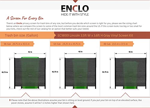 Enclo Privacy Screens 3.5ft H x 3.5ft W EC18002 Woodtek Vinyl Lincoln Outdoor Privacy Fence Panel Screen No-Dig Kit, Charcoal (2-Pack)