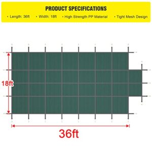 Pool Safety Cover Fits for Rectangle Inground Safety Pool Cover PP Green Mesh Inground Pool Covers 18x36ft with 4x8ft Center Steps Includes All Needed Hardware for Swimming Pool Winter Safety Cover