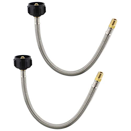 Dumble Low Pressure Regulator Hose, 15in Steel, 2pk - Pigtail Propane Hose for LP Gas Low PSI Regulator Pipe, RV Lines