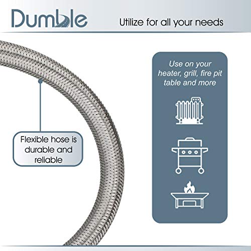 Dumble Low Pressure Regulator Hose, 15in Steel, 2pk - Pigtail Propane Hose for LP Gas Low PSI Regulator Pipe, RV Lines