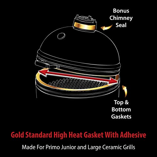High-Que Gold Standard Nomex and Kevlar Gasket, Replacement for Primo Oval Junior 200 and Primo Oval Large 300 Grill High-Heat 12' Gasket Seal, 2-Year Warranty, Made in USA