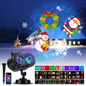 Christmas Projector Lights Outdoor - 2-in-1 3D Ocean Wave & Patterns LED Landscape Holiday Night Lights Waterproof with RF Remote Control Timer for Halloween Xmas Party Garden Decorations