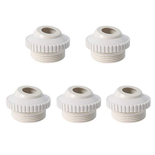 Podoy 3/4" Directional Flow Eyeball Inlet Jet for compatible with Hayward SP1419D with 1-1/2" MIP Threa White Opening Hydrostream Return Jet Replacement Part (5 Pack, Beige)