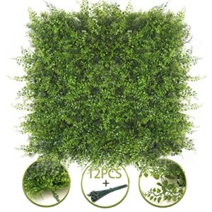 lmqsch artificial hedge grass wall 12 pcs 20″x20″ privacy fence panels faux greenery backdrop wall grass decor indoor outdoor artificial hedge wall topiary privacy screens and panels
