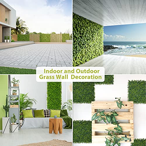 LMQSCH Artificial Hedge Grass Wall 12 PCS 20"X20" Privacy Fence Panels Faux Greenery Backdrop Wall Grass Decor Indoor Outdoor Artificial Hedge Wall Topiary Privacy Screens and Panels