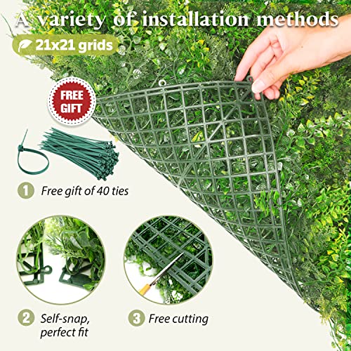 LMQSCH Artificial Hedge Grass Wall 12 PCS 20"X20" Privacy Fence Panels Faux Greenery Backdrop Wall Grass Decor Indoor Outdoor Artificial Hedge Wall Topiary Privacy Screens and Panels