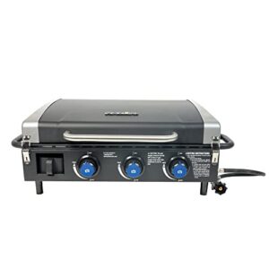 Razor GGC2228MG Stainless Steel Triple Burner 34.5" Portable Pre Seasoned Tabletop Outdoor Griddle for Backyard Cooking, Tailgating, and Camping