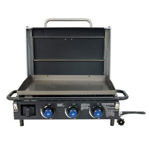 Razor GGC2228MG Stainless Steel Triple Burner 34.5" Portable Pre Seasoned Tabletop Outdoor Griddle for Backyard Cooking, Tailgating, and Camping