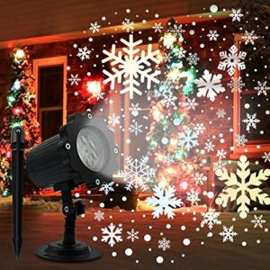 christmas outdoor projector lights,yohencin led white snowflake projector light waterproof light show decoration xmas holiday wedding garden patio blizzard projector lamp (snowflake)