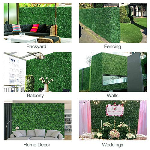 Yaheetech 6Pcs 20 x 20 inch Artificial Boxwood Panels Topiary Hedge Plant UV Protected Privacy Hedge Screen for Garden,Home,Fence,Backyard and Decorations Green