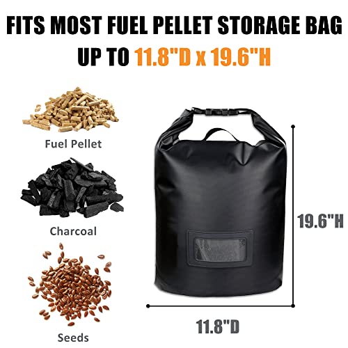 Kintaki 20LBs Fuel Pellet Storage Bag, 2 Packs Wood Pellet Camping Storage Bucket Containers for Grill, Waterproof Smoker Pellet Dispenser, Wood Pellet Storage Bucket, Black