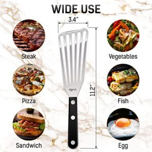 AGRUS Fish Spatula Stainless Steel, Grill, Egg, Omelette, Pancake, Metal Angled Slotted Turner