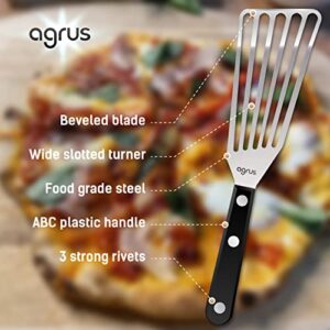 AGRUS Fish Spatula Stainless Steel, Grill, Egg, Omelette, Pancake, Metal Angled Slotted Turner