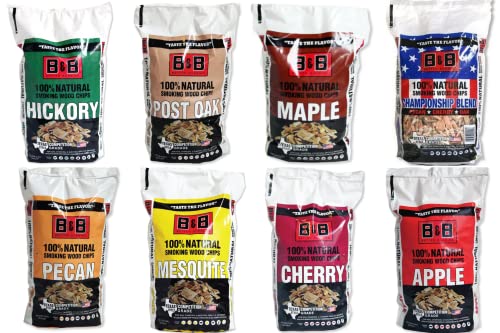 B&B Charcoal Wood Chip Variety 8 Pack for The BBQer in Your Life | Try Different Wood Flavors for The Smoker and Experiment with Different Meats