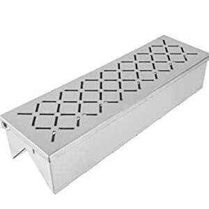 Smoker Box V-shape Stainless Steel BBQ Smoke Box for Charcoal & Propane Gas Grill，For Delicious Smoked Grill Accessories (V-moker Box)