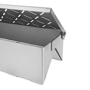 Smoker Box V-shape Stainless Steel BBQ Smoke Box for Charcoal & Propane Gas Grill，For Delicious Smoked Grill Accessories (V-moker Box)