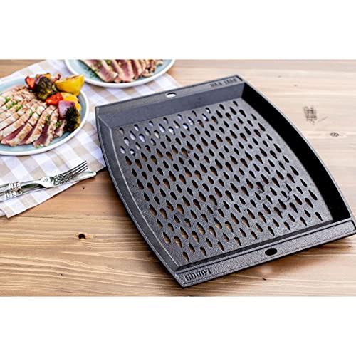 Lodge L15RCGT 15"x12" Cast Iron Grill Topper, Black