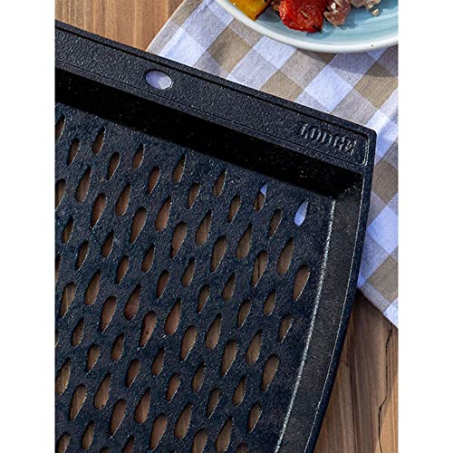 Lodge L15RCGT 15"x12" Cast Iron Grill Topper, Black