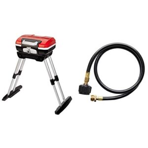 cuisinart cgg-180 cgg180 propane, 31.5″ h x 16.5″ w x 16″ l, petit gourmet portable gas grill with versastand, red & qg-012b lp adapter hose, 4 feet, black