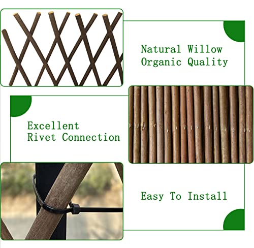 86 York Expandable Willow Lattice Fence Panel for Climbing Plants Vine Ivy Rose Cucumbers Clematis (4)