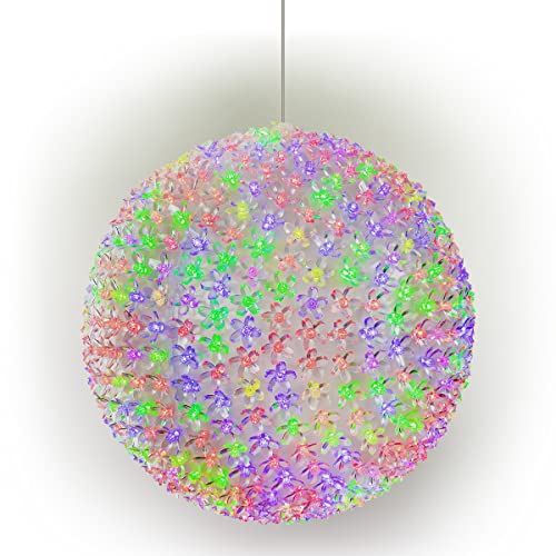 Alpine Corporation 13" H Indoor/Outdoor Flashing Holiday Round Ornament with Multi-Colored LED Lights