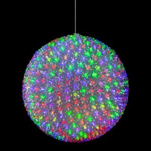 Alpine Corporation 13" H Indoor/Outdoor Flashing Holiday Round Ornament with Multi-Colored LED Lights