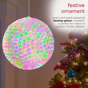Alpine Corporation 13" H Indoor/Outdoor Flashing Holiday Round Ornament with Multi-Colored LED Lights