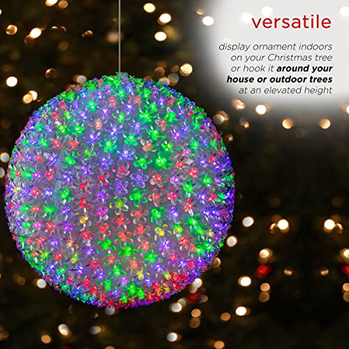 Alpine Corporation 13" H Indoor/Outdoor Flashing Holiday Round Ornament with Multi-Colored LED Lights