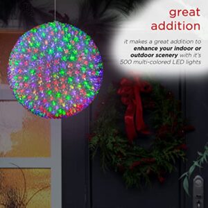 Alpine Corporation 13" H Indoor/Outdoor Flashing Holiday Round Ornament with Multi-Colored LED Lights