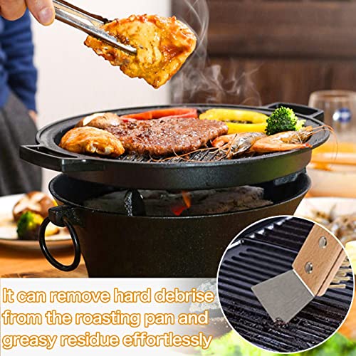 Pizza Oven Brush with Scraper Brass Bristles for Pizza Oven 21inch Pizza Stone Brush, Pizza Oven Accessories for Outdoor Grill Cooking