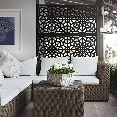 Barrette Outdoor Living 73030565 Fretwork Decorative Screen Panel, Black