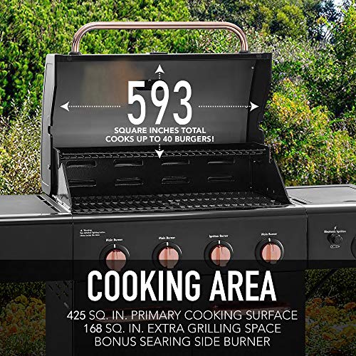 Kenmore PG-A40409S0LB-2 4 Burner Cabinet Style Propane Gas BBQ Grill with Searing Side Burner, 52000 Total BTU, Black and Copper