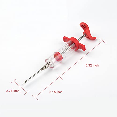 Plastic Turkey Injector Syringe, Turkey Needle Injector, Meat Injector Kit, Meat Injector Marinade, Meat Injectors for Smoking, BBQ Injector, Red 1 -oz