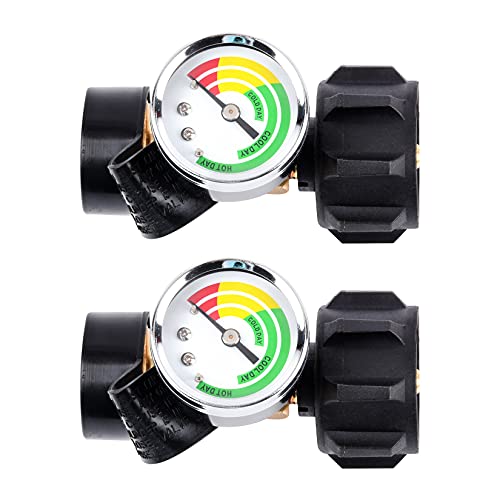 JEASOM Propane Tank Gauge Level Indicator Leak Detector Gas Pressure Meter Color Coded Universal for Cylinder, BBQ Gas Grill, RV Camper, Heater and More Appliances - Type 1 Connection(2PCS)