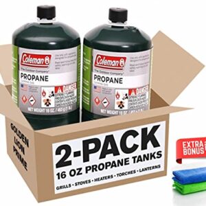 Propane Tank 2 Pack with Golden Lion Bonus: 2 Cleaning Towels Green 16oz