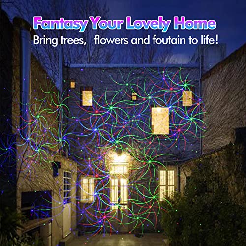 JOY SPOT! 8 Patterns 3 Color Christmas Laser Lights, Outdoor Garden Lights Moving RGB Stars Show for Outdoor, Party, Halloween, Xmas