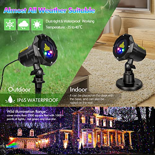 JOY SPOT! 8 Patterns 3 Color Christmas Laser Lights, Outdoor Garden Lights Moving RGB Stars Show for Outdoor, Party, Halloween, Xmas