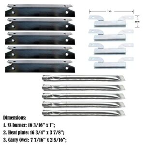 Direct Store Parts Kit DG132 Replacement for Gas Grill Brinkmann 810-1575-W Gas Grill Parts Kit (Stainless Steel Burner + Stainless Steel Carry-Over Tubes + Porcelain Steel Heat Plate)