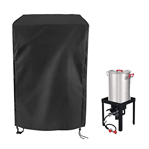 Guisong Turkey Fryer Cover for CreoleFeast/King Kooker, Waterproof Cover for Crawfish Boiler Outdoor Deep Fryer Seafood Boil Pot, Protective Cover for Seafood Boil Pot and Burner kit-Black-15.7" x 15.7" x 19.7"