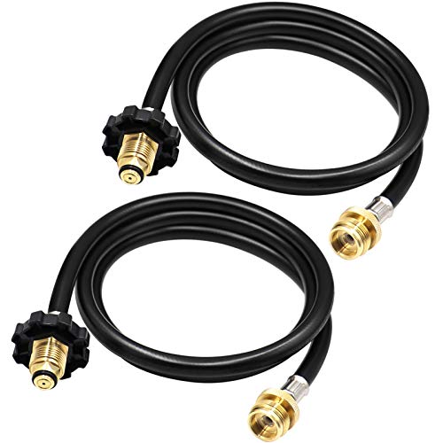 Propane Adapter Hose 5FT 1lb to 20lb POL Male Hose Compatible with Buddy Heater, Coleman Stove, Portable Grill,1lb Male Throwaway Cylinder Thread CGA600 Outlet to 5-100lb Tank CSA Certified 2Pack